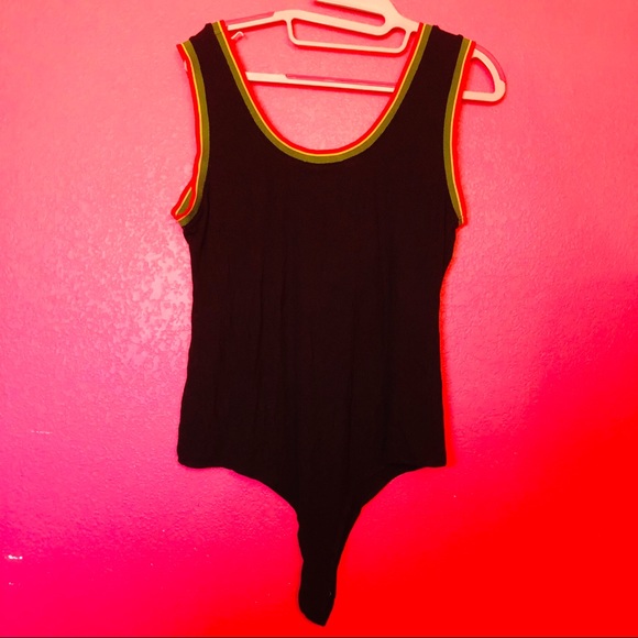 Black Ribbed Body Suit With Rasta Lining - Picture 4 of 6